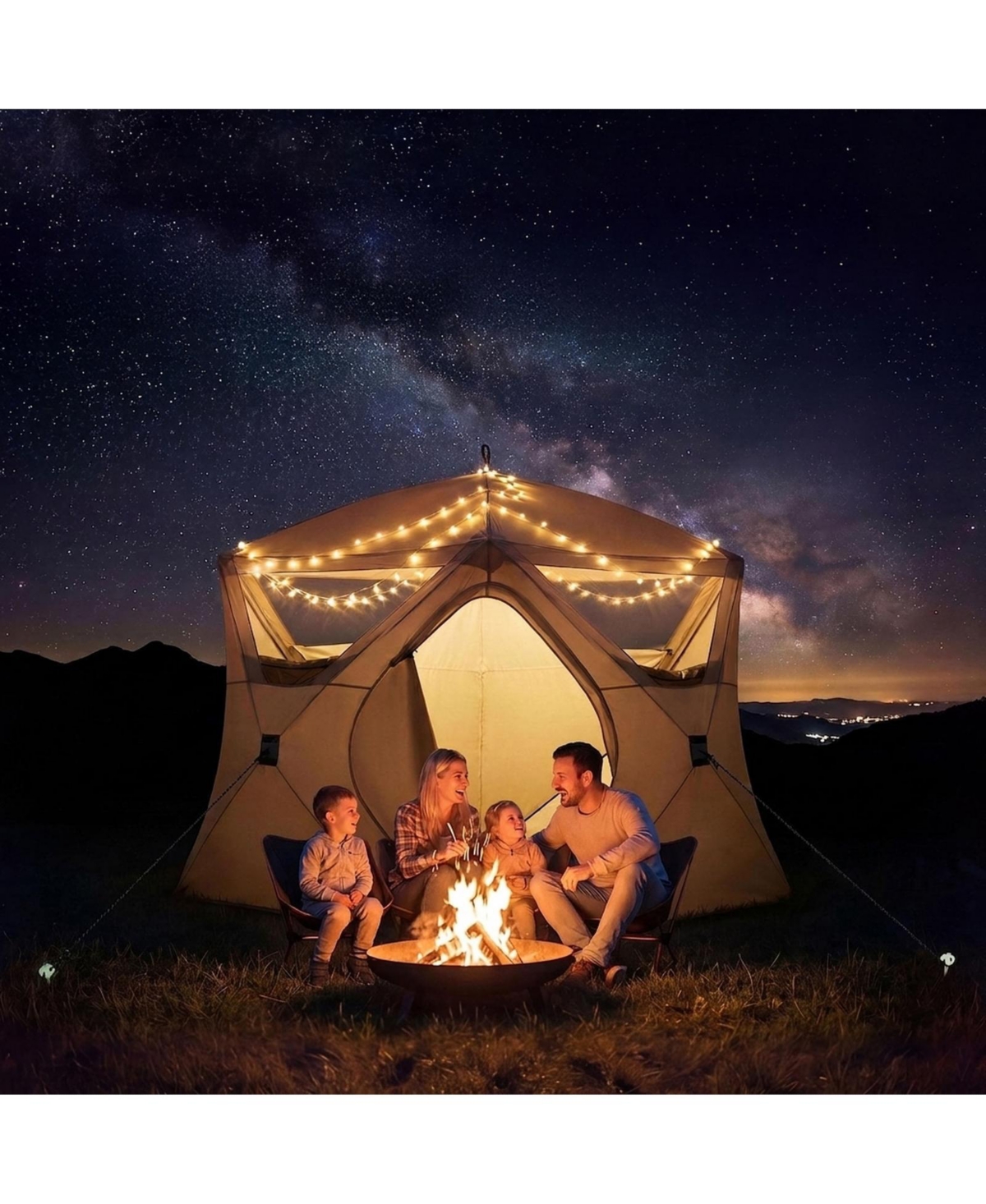 Sevorley 4-Person Pop-Up Instant Cabin Tent with Mesh Windows and Carry Bag