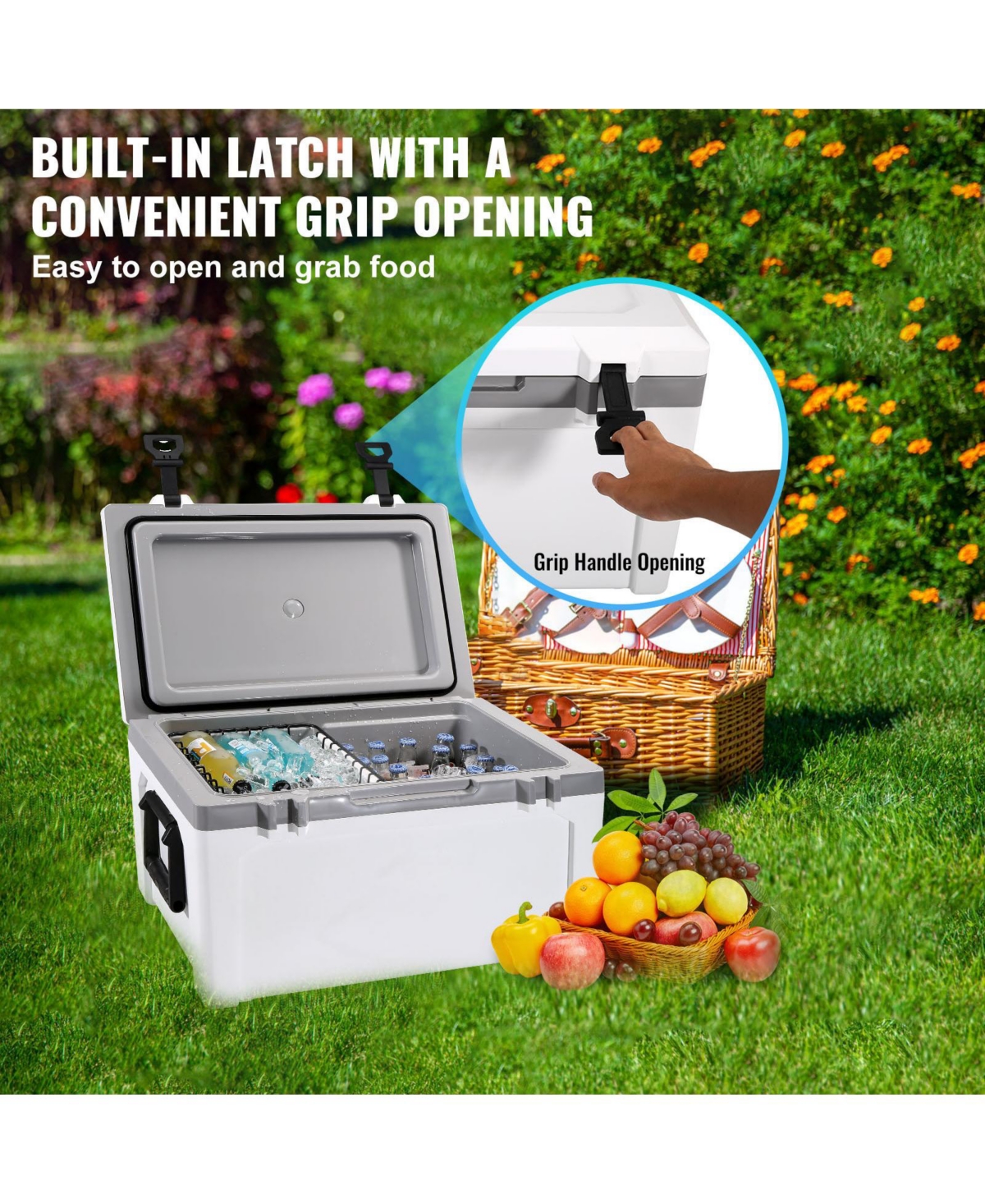 Sevorley Insulated Hard Cooler, 52 quart, Holds 50 Cans, 6-Day Ice Retention Ice Chest