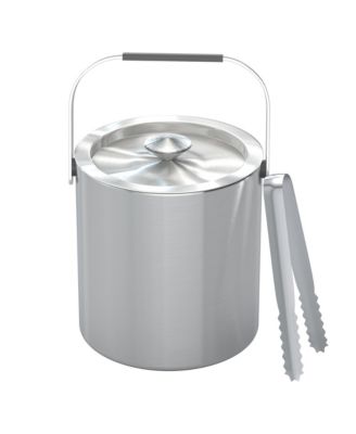 Stainless Steel Double Wall Insulated Ice Bucket with Strainer Tongs Lid for Parties Home Bar