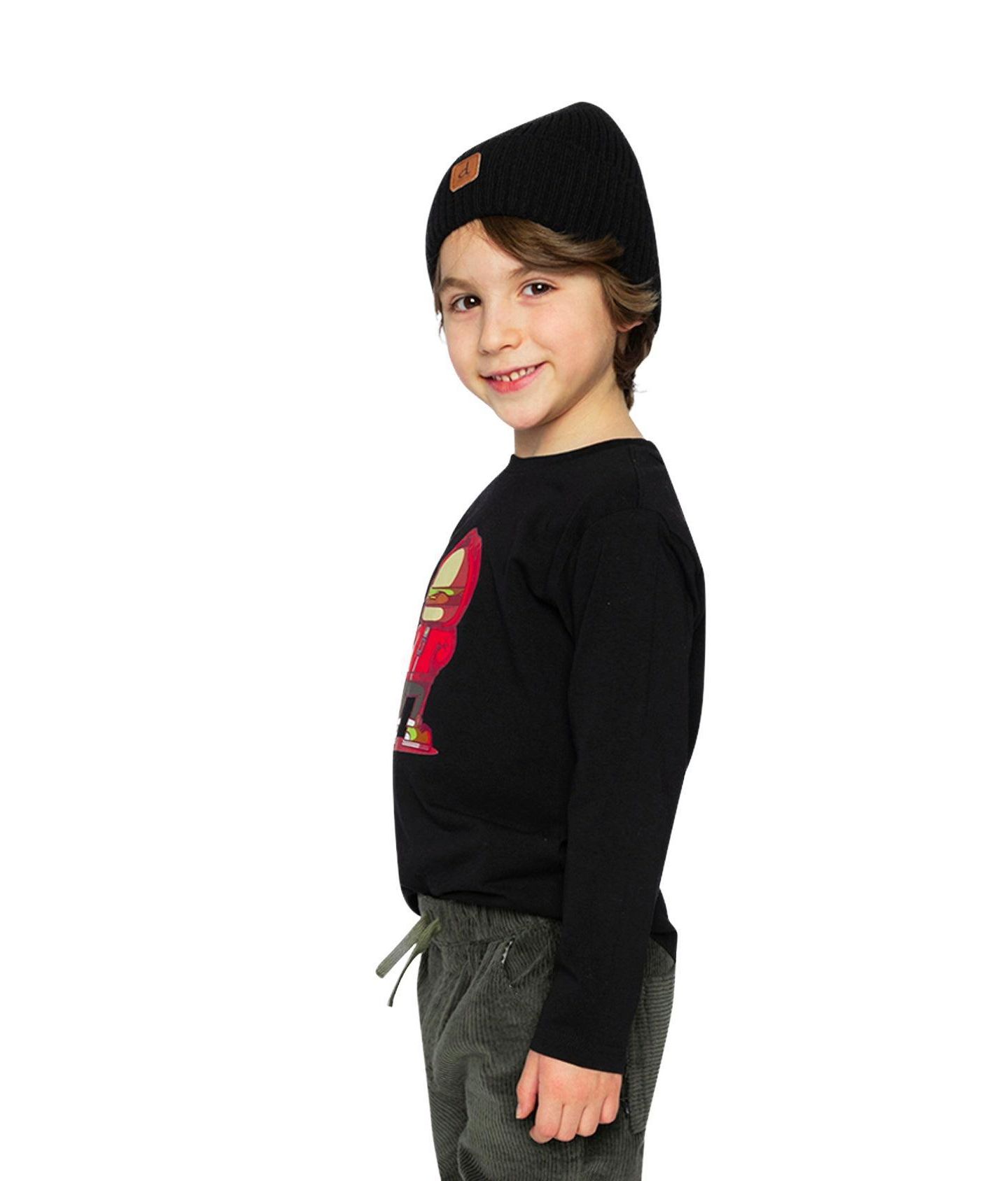 Футболка Deux par Deux Long Sleeve Organic Cotton для мальчиков, цвет: Чёрный / Красный — фото 5