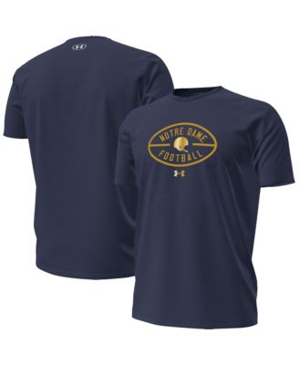 Men's Navy Notre Dame Fighting Irish 2026 Shamrock Series Metallic Football Icon Performance Cotton T-Shirt