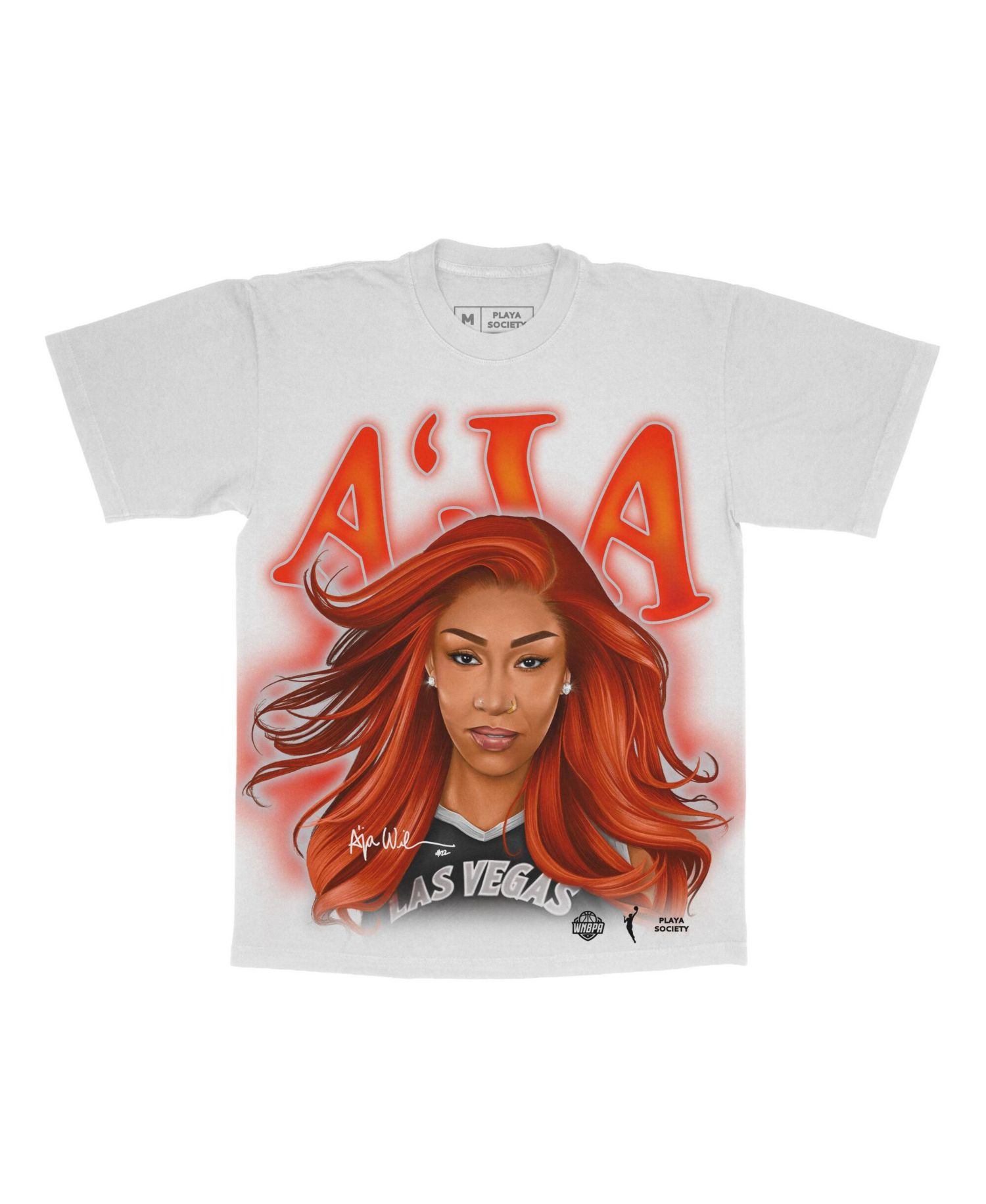 Men's and Women's A'ja Wilson White Las Vegas Aces Player T-Shirt