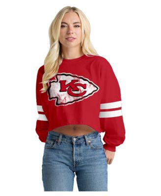 Women's Kansas City Chiefs Oversized Cropped Long-Sleeve T-Shirt