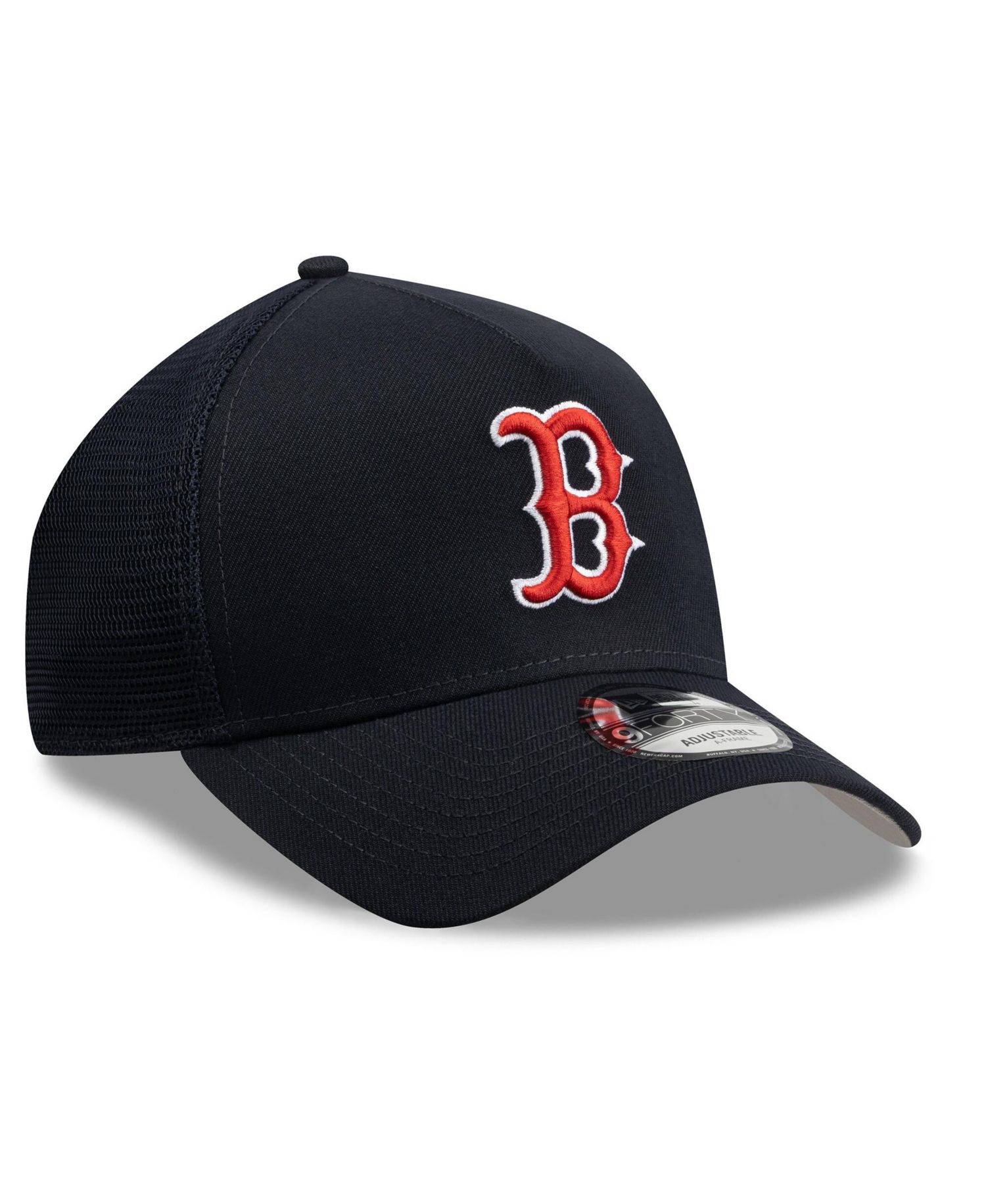 Men's Navy Boston Red Sox Side Script 9FORTY A-Frame Trucker Adjustable Hat