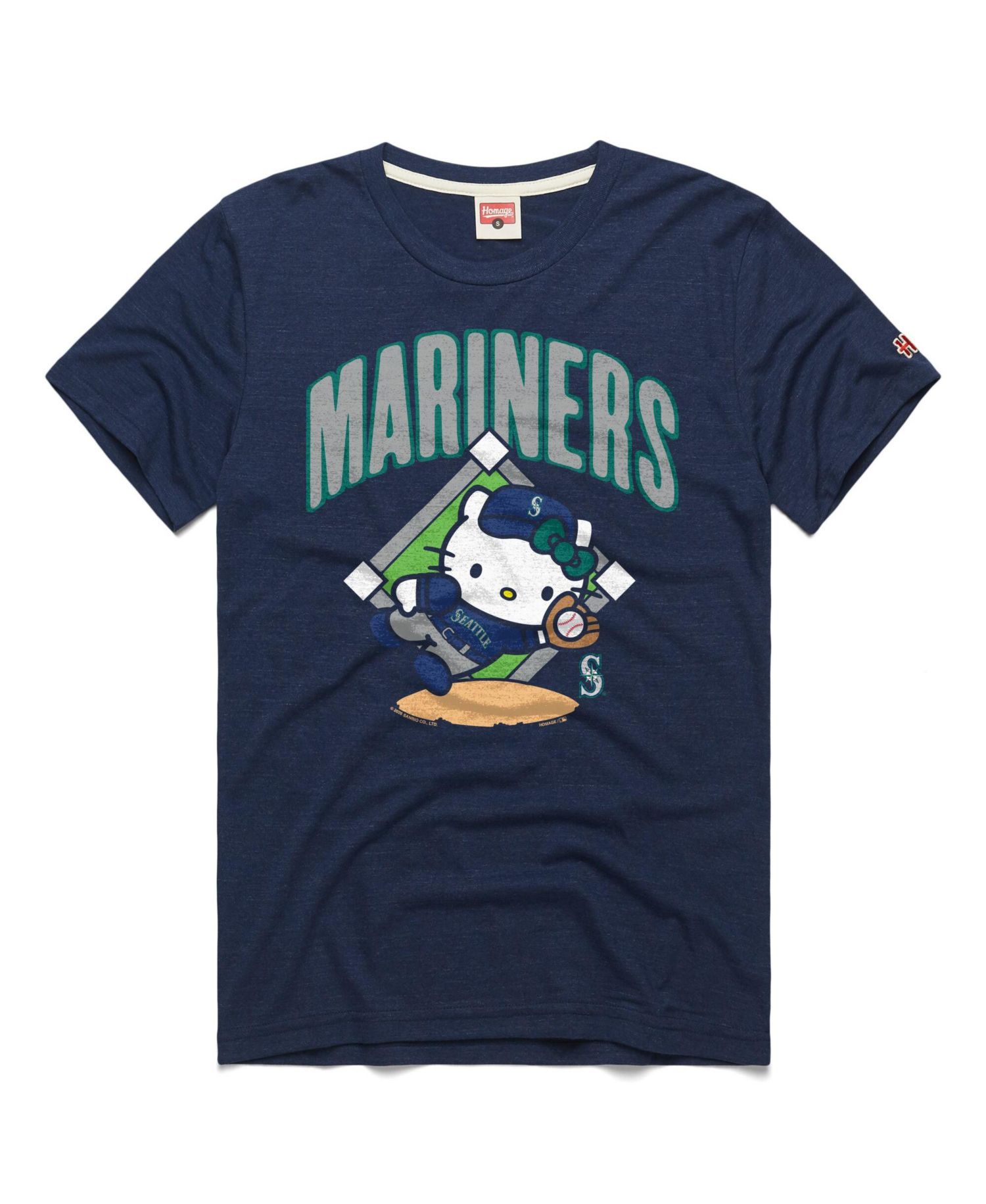 Men's and Women's Navy Seattle Mariners Hello Kitty Tri-Blend T-Shirt