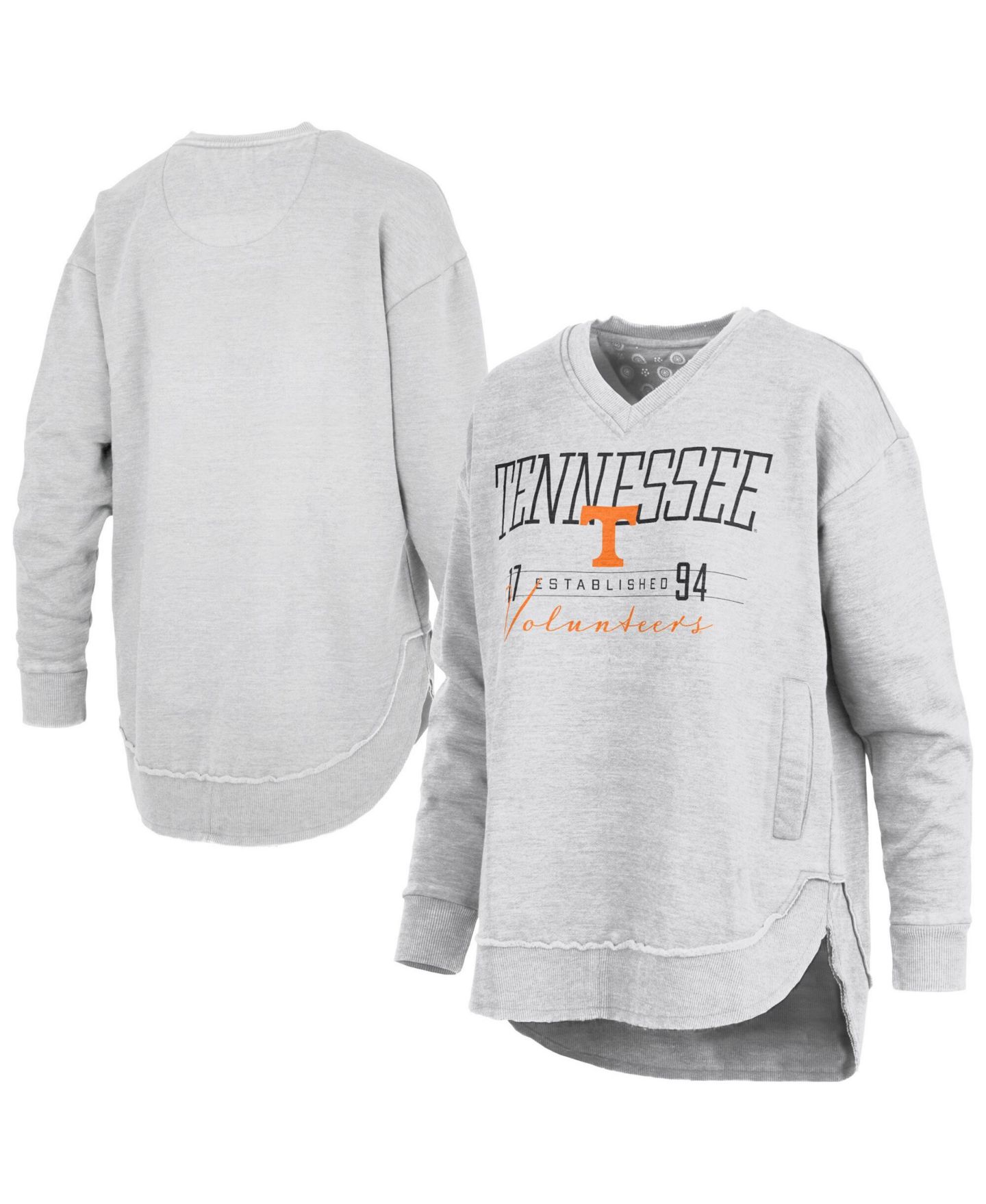Женские толстовки Pressbox Heather Gray Tennessee Volunteers Marcus East Hall Poncho V-Neck — фото 1