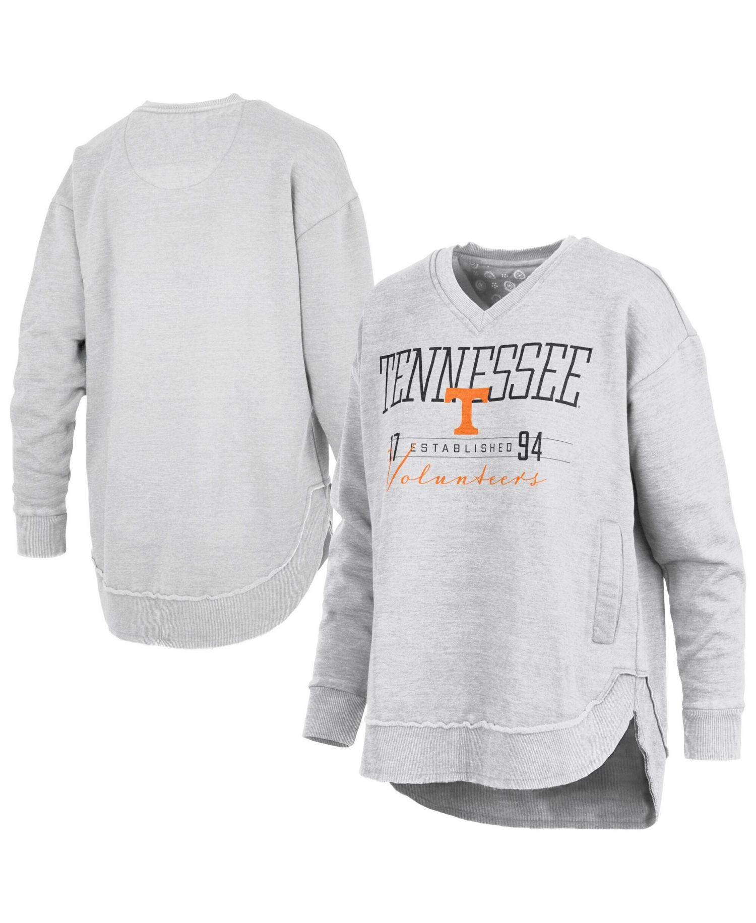 Women's Heather Gray Tennessee Volunteers Marcus East Hall Poncho V-Neck Sweatshirt