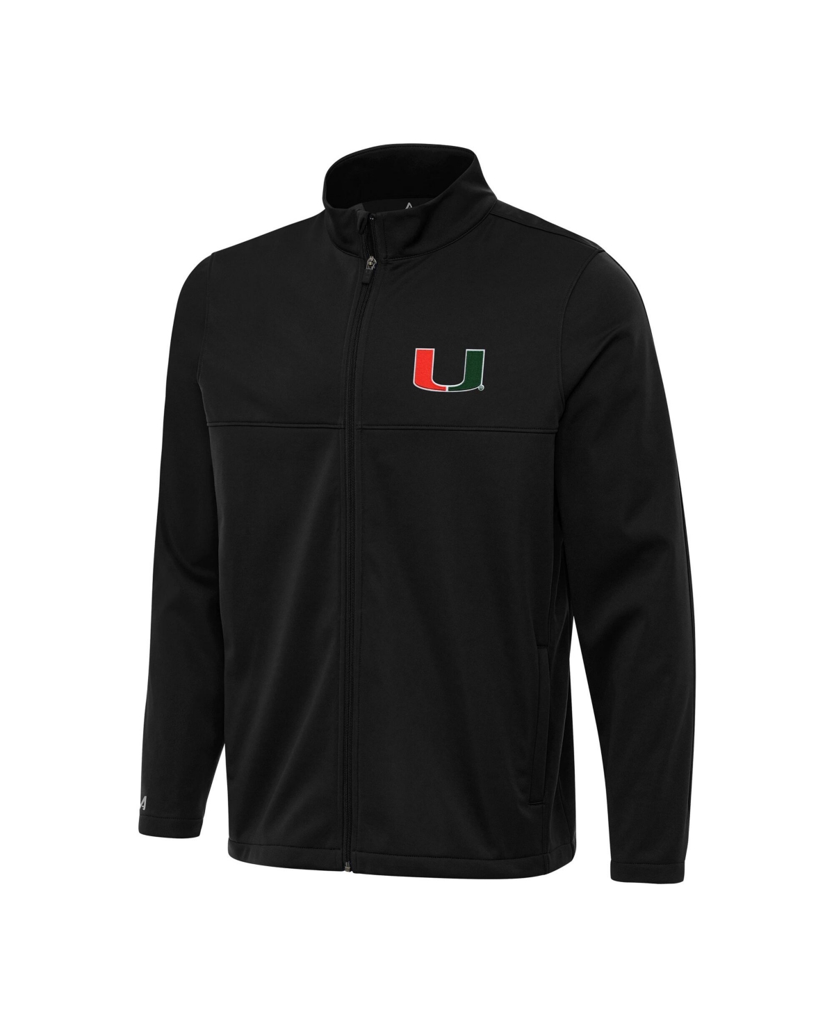 Antigua Men's Black Miami Hurricanes Links 2 Full-Zip Golf Jacket