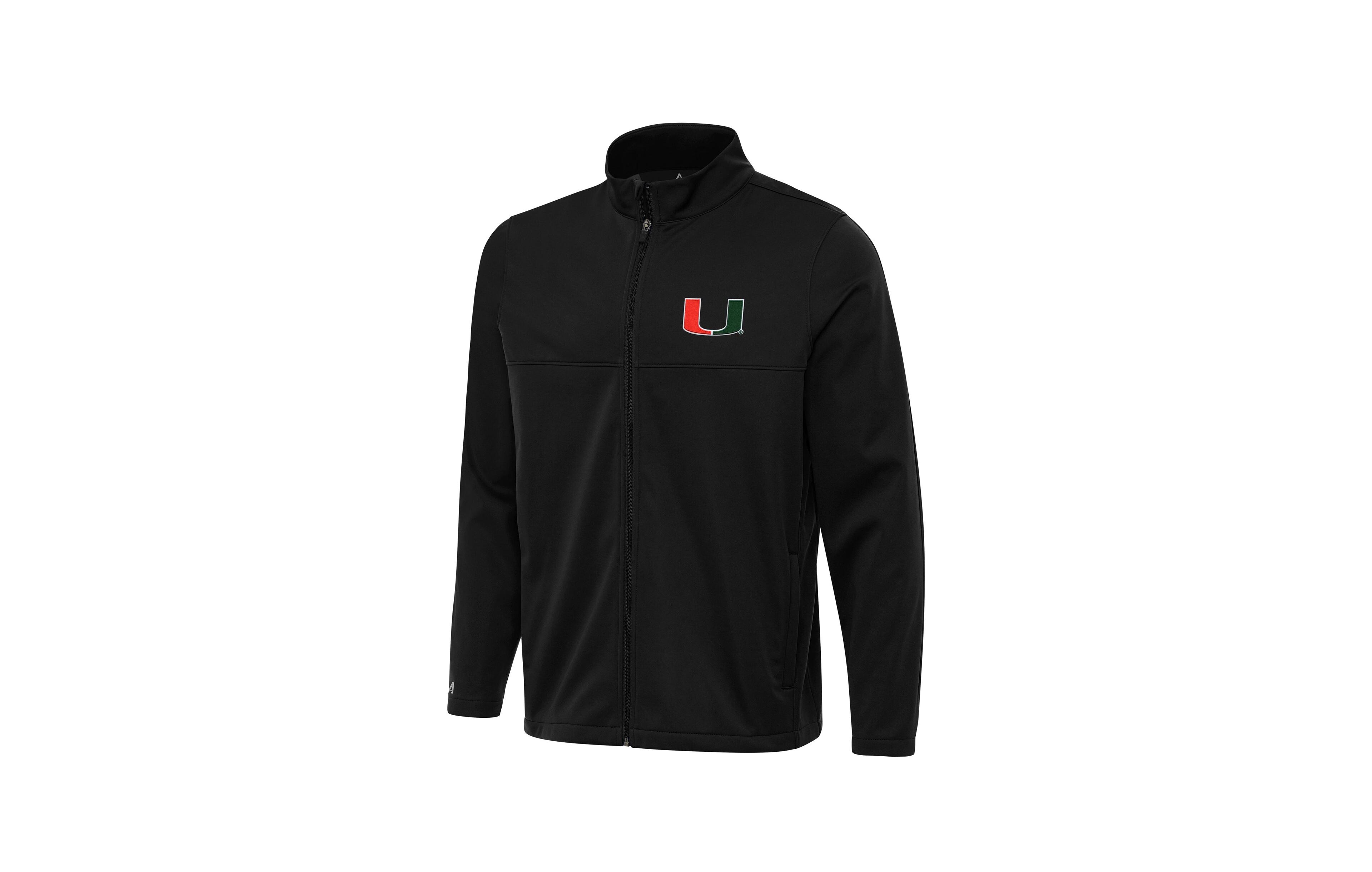 Antigua Men's Black Miami Hurricanes Links 2 Full-Zip Golf Jacket