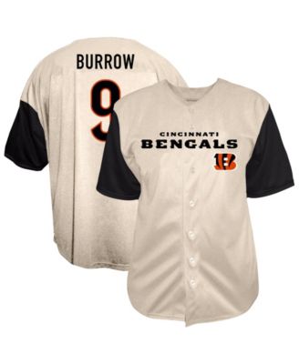 Men's Joe Burrow Cream Cincinnati Bengals Big Tall Baseball Button-Up Shirt