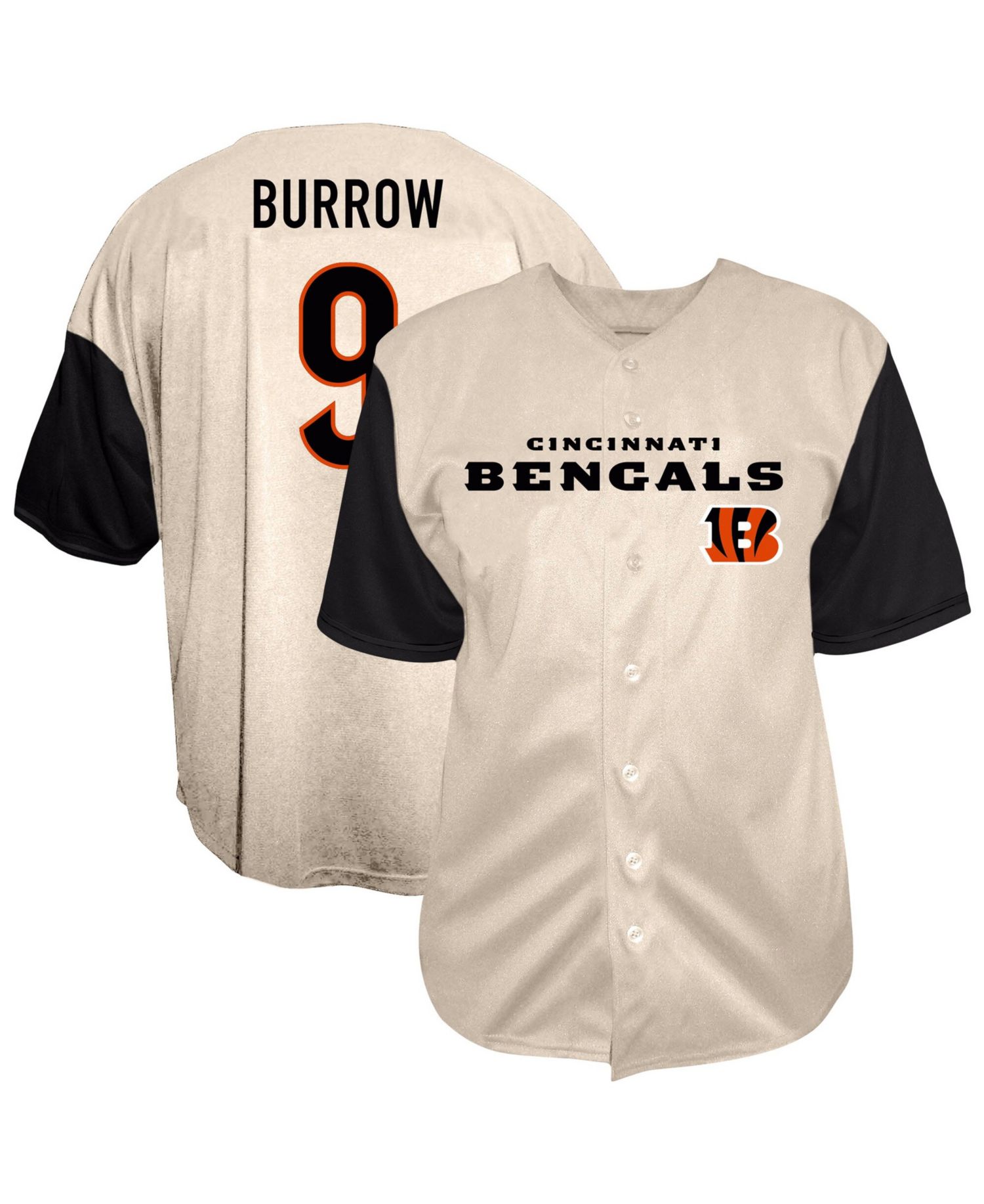 Men's Joe Burrow Cream Cincinnati Bengals Big & Tall Baseball Button-Up Shirt