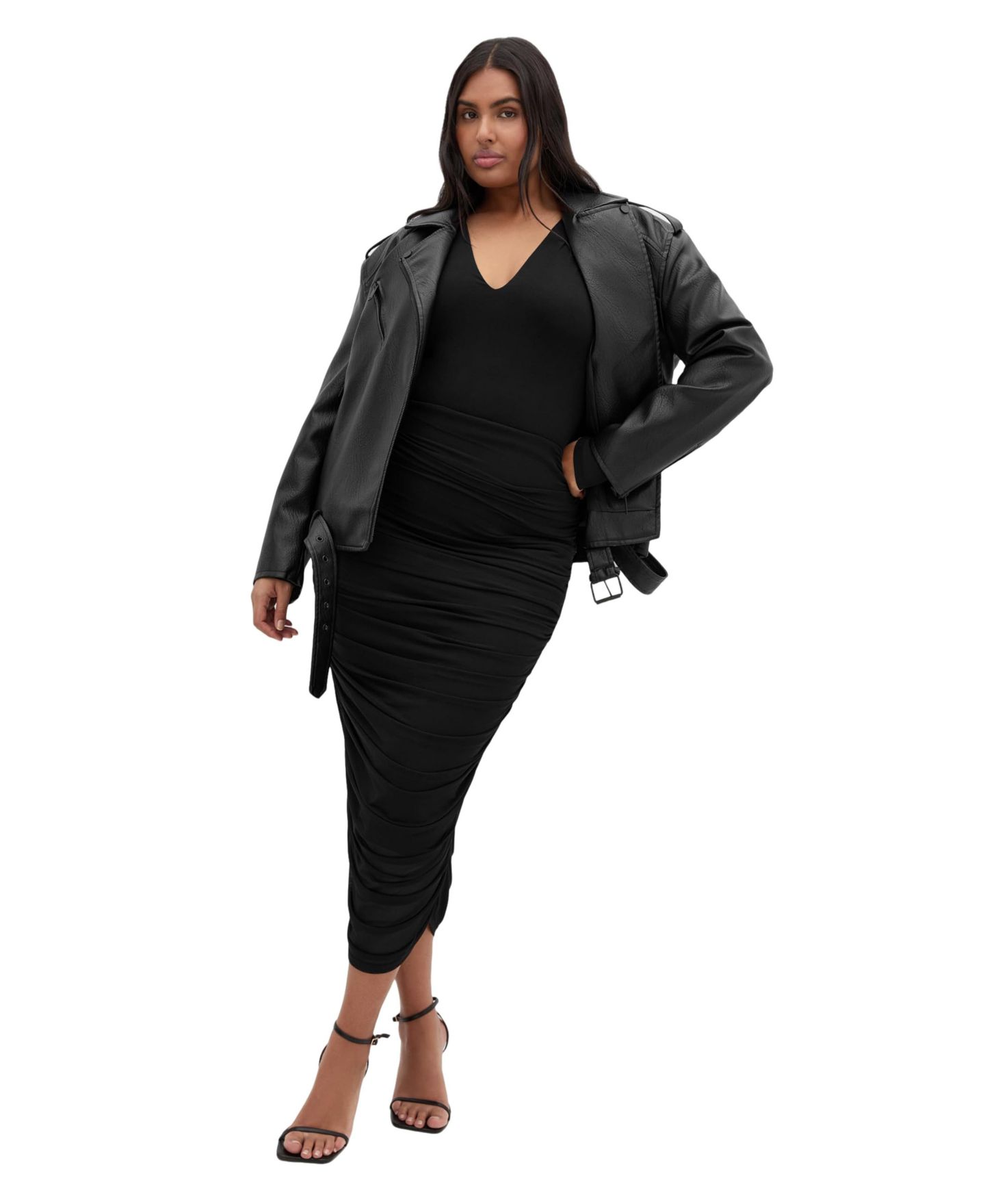 Женская юбка CITY CHIC Plus Size Anastasia Ruched Midi, цвет: Чёрный — фото 3