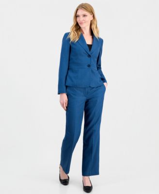 Women's Houndstooth Wide-Leg Classic Fit Jacket and Pants, 2-Piece Suit