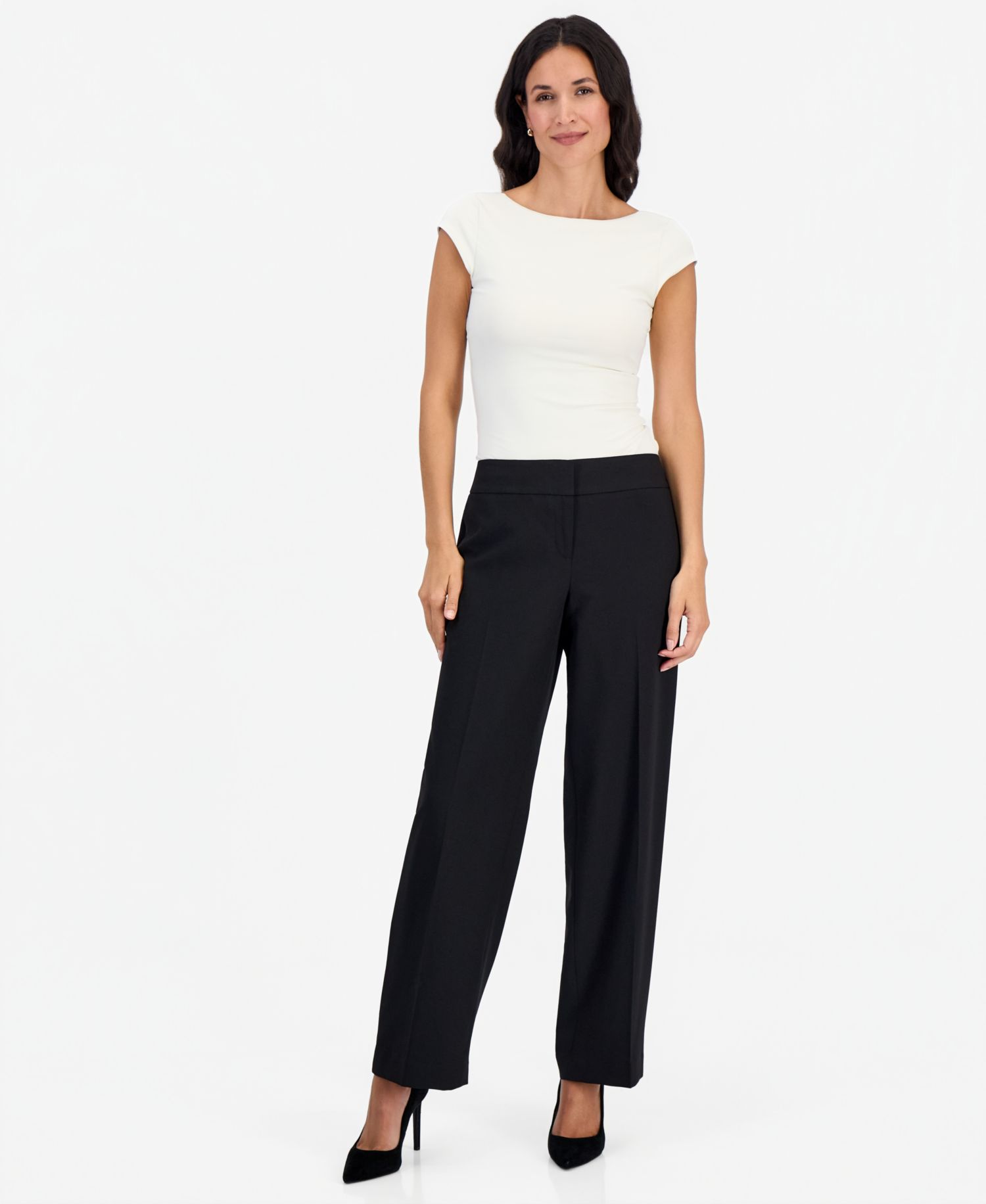 Women's Peak Lapel Wide-Leg Classic Fit Jacket and Pants, 2-Piece Set