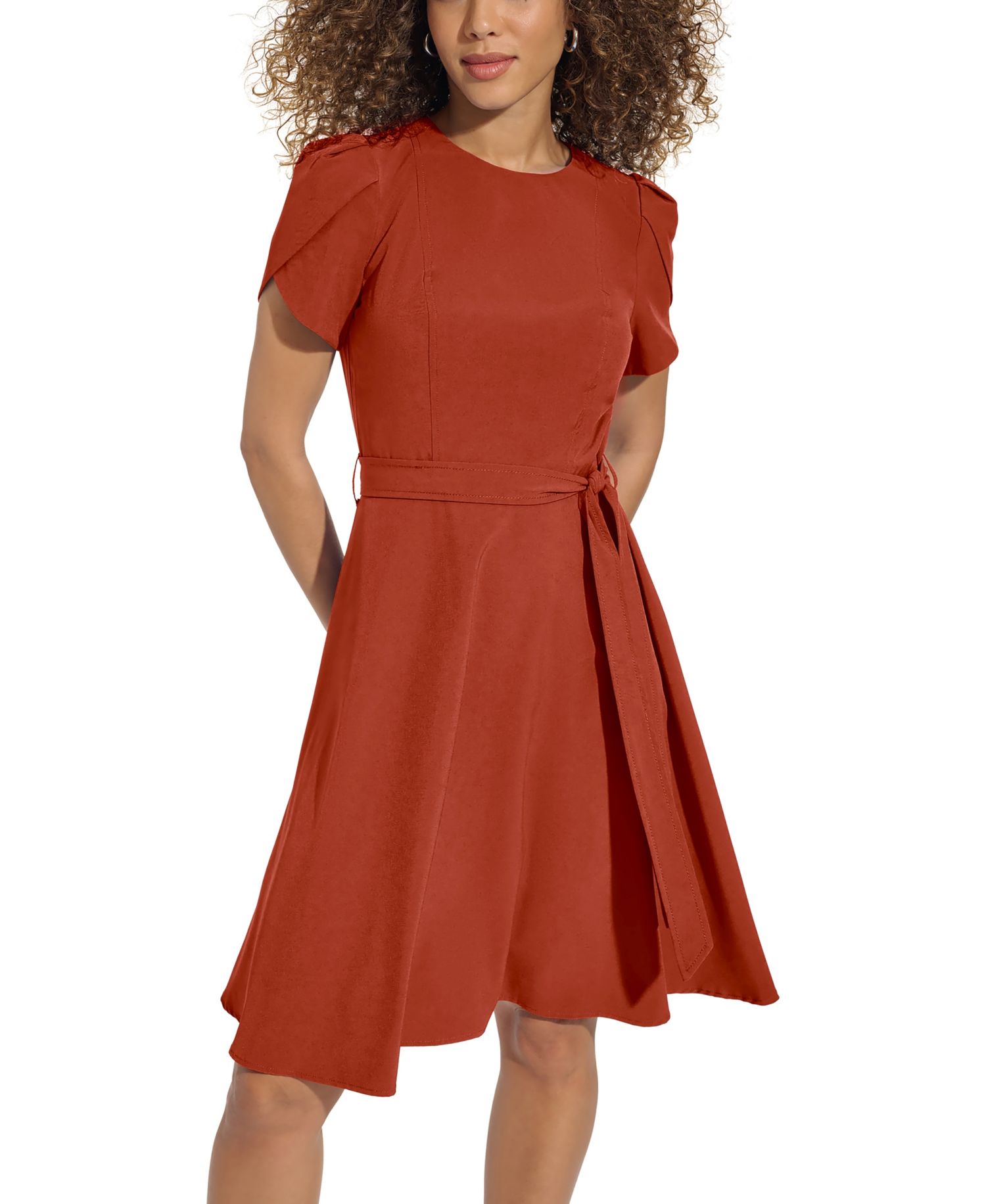 Women's Tulip Sleeve Fit & Flare Dress