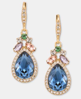 Crystal Pear-Shape Halo Drop Earrings