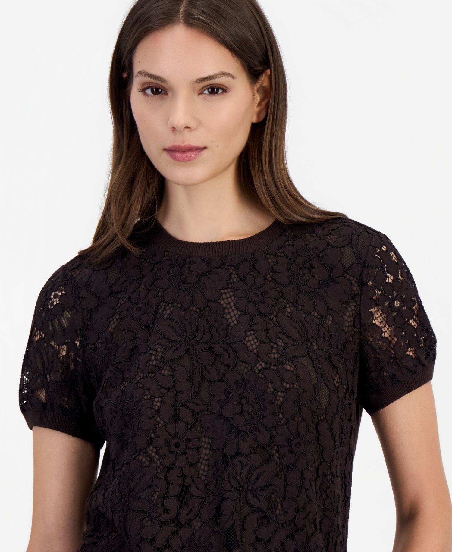 Women's Floral Lace Short-Sleeve Sweater