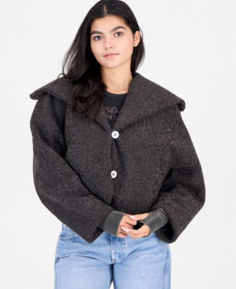 Женская куртка Free People Softest Touch Cropped Faux-Fur, цвет: Угольный серый