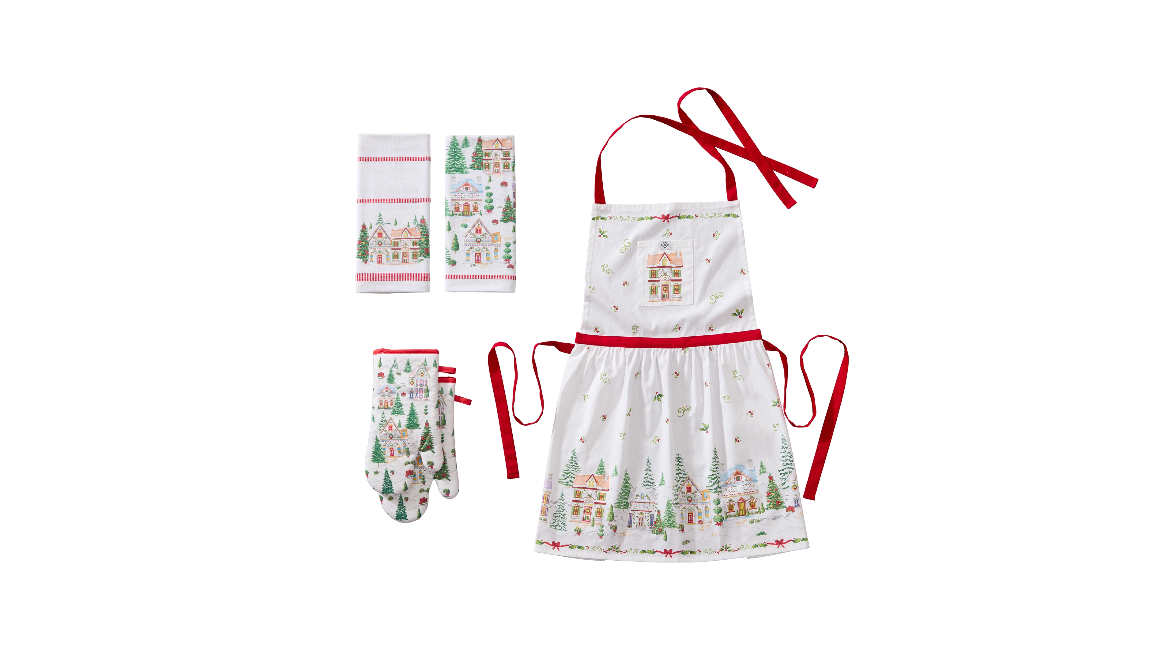 Elrene Holiday Kitchen Towel, Apron & Oven Mittens, 5-Piece Set