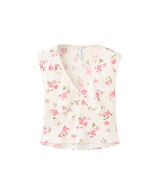 Women's Floral V-Neck Sleeveless Lace Blouse