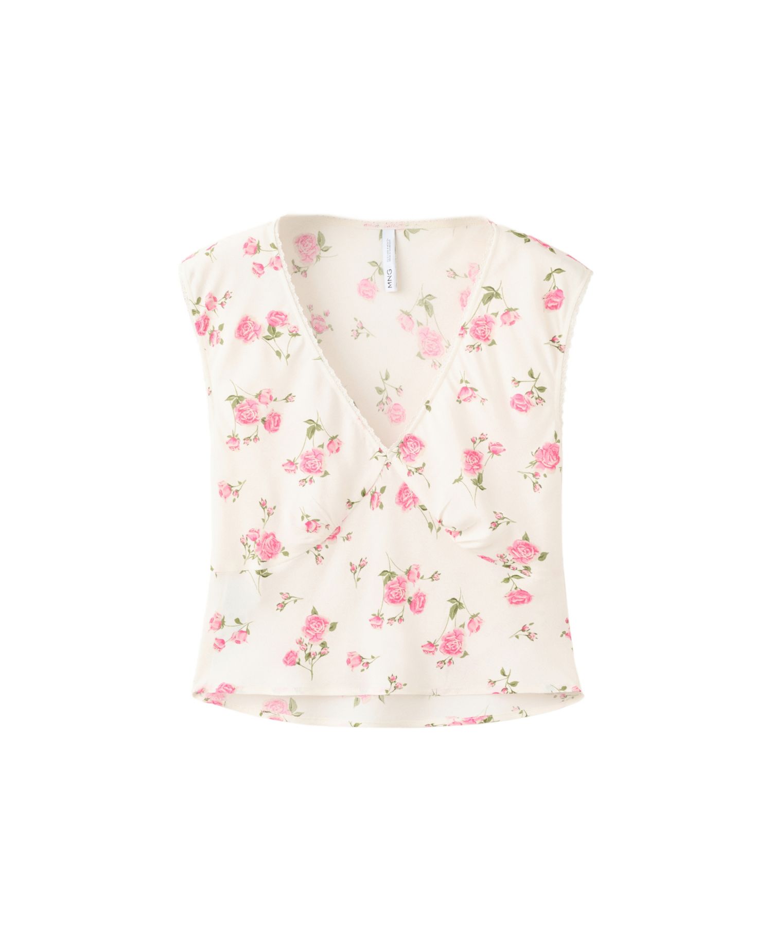 Women's Floral V-Neck Sleeveless Lace Blouse