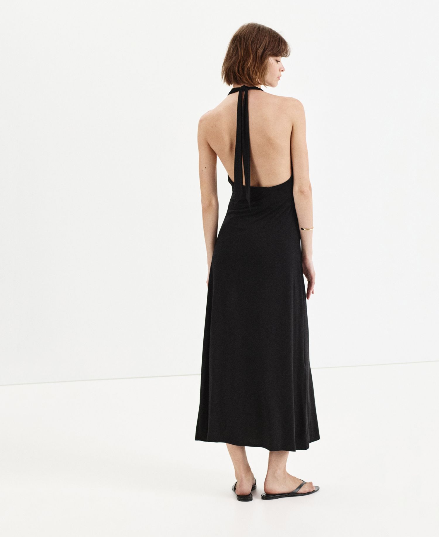 Women's Draped Halter Midi Dress