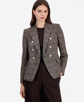 Women's Plaid Double Breasted Blazer
