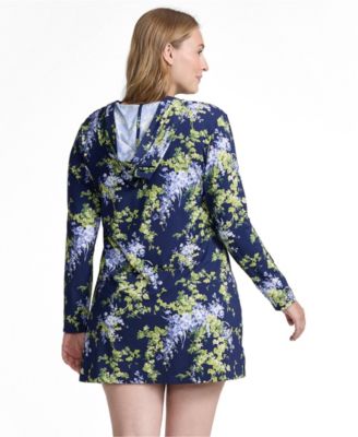 Plus Size SunShade UPF 50 Hooded Mini Swim Swim Cover-Up Dress