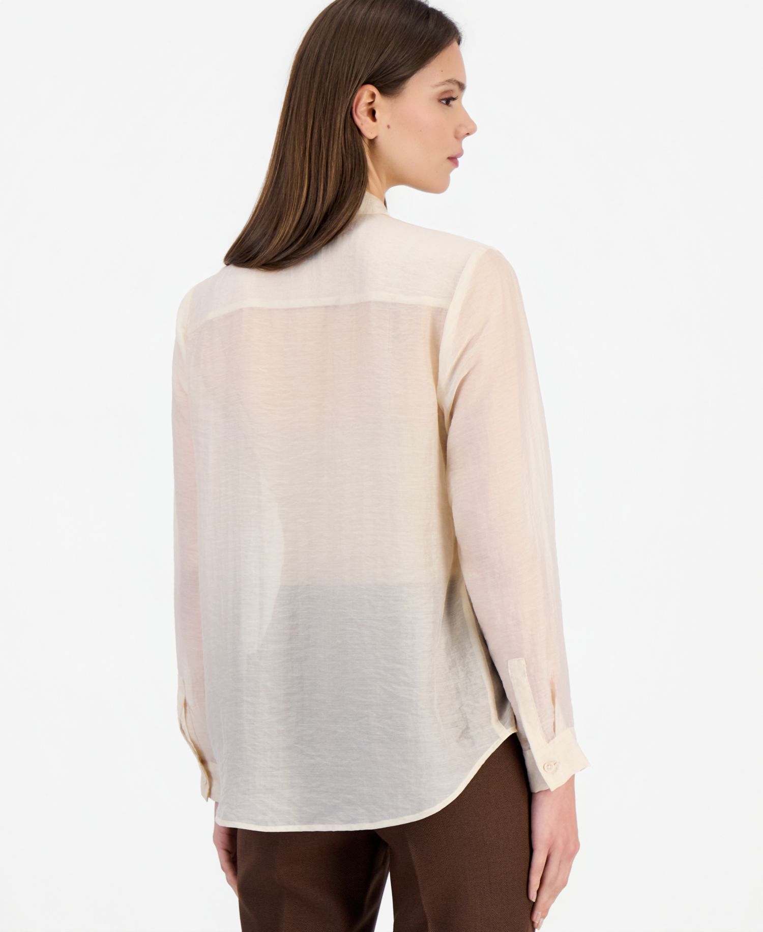 Women's Long-Sleeve Tie-Neck Chiffon Blouse