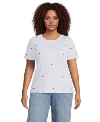 Plus Size Embroidered Crewneck Supima Cotton T-Shirt