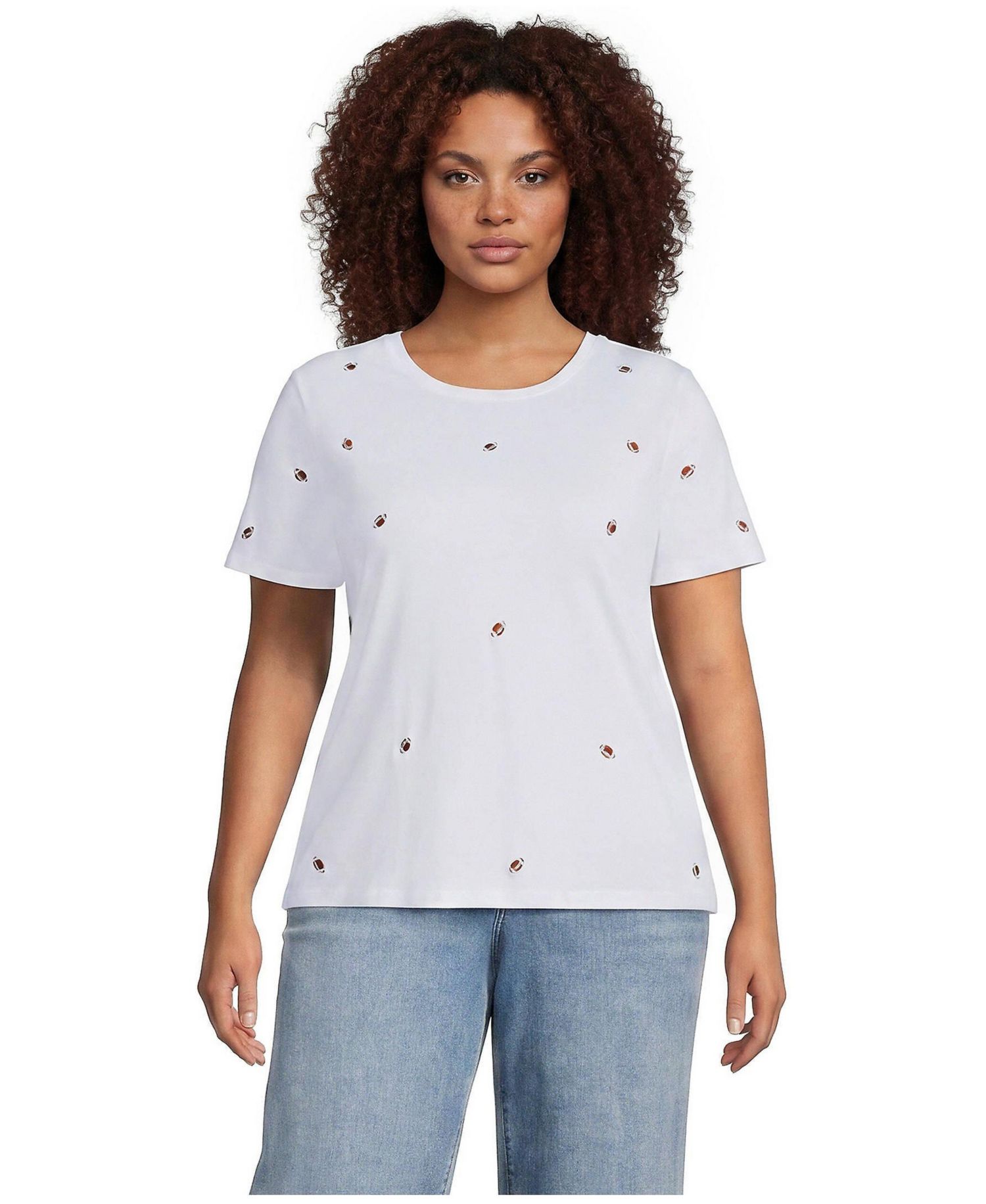 Plus Size Embroidered Crewneck Supima Cotton T-Shirt