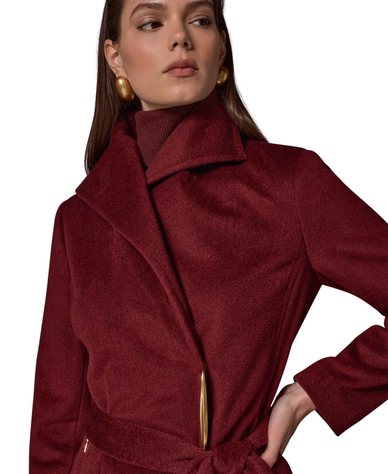 Women's Belted Wrap Wool-Blend Coat