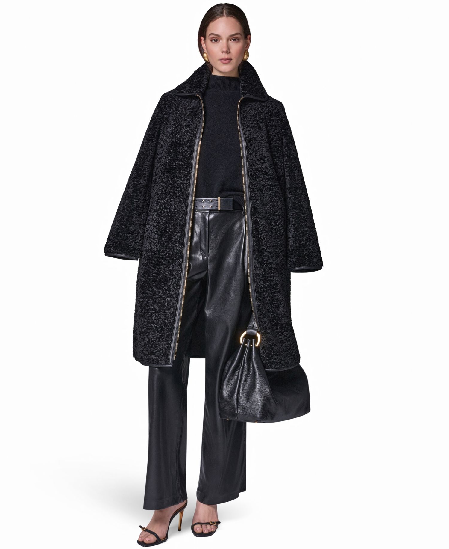 Women's Textured Faux Fur Coat