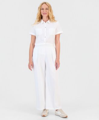 Women's Pull On Linen-Cotton Blend Pants