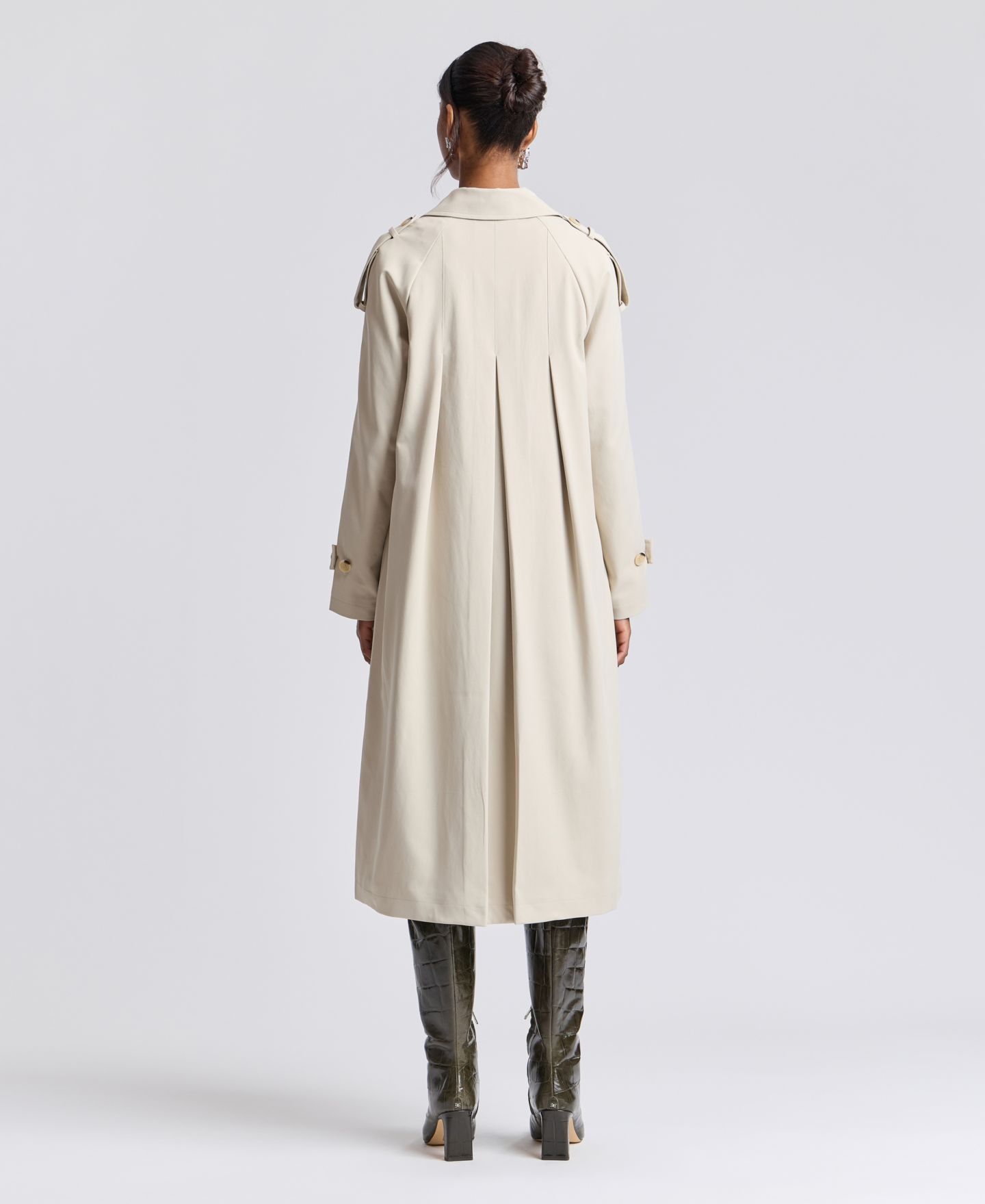 Женское пальто Avec Les Filles Belted Double-Breasted Cocoon Trench, цвет: Костяной — фото 6