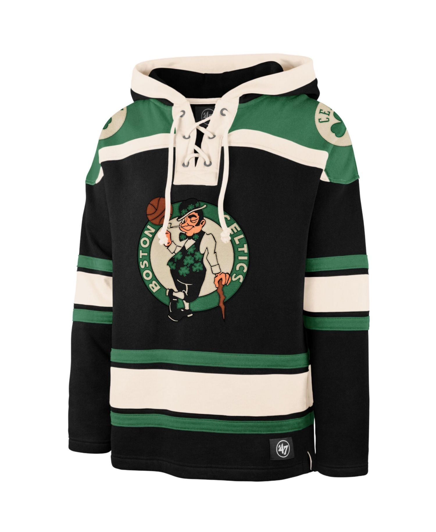 Men's Black Boston Celtics Logo Superior Lacer Hoodie