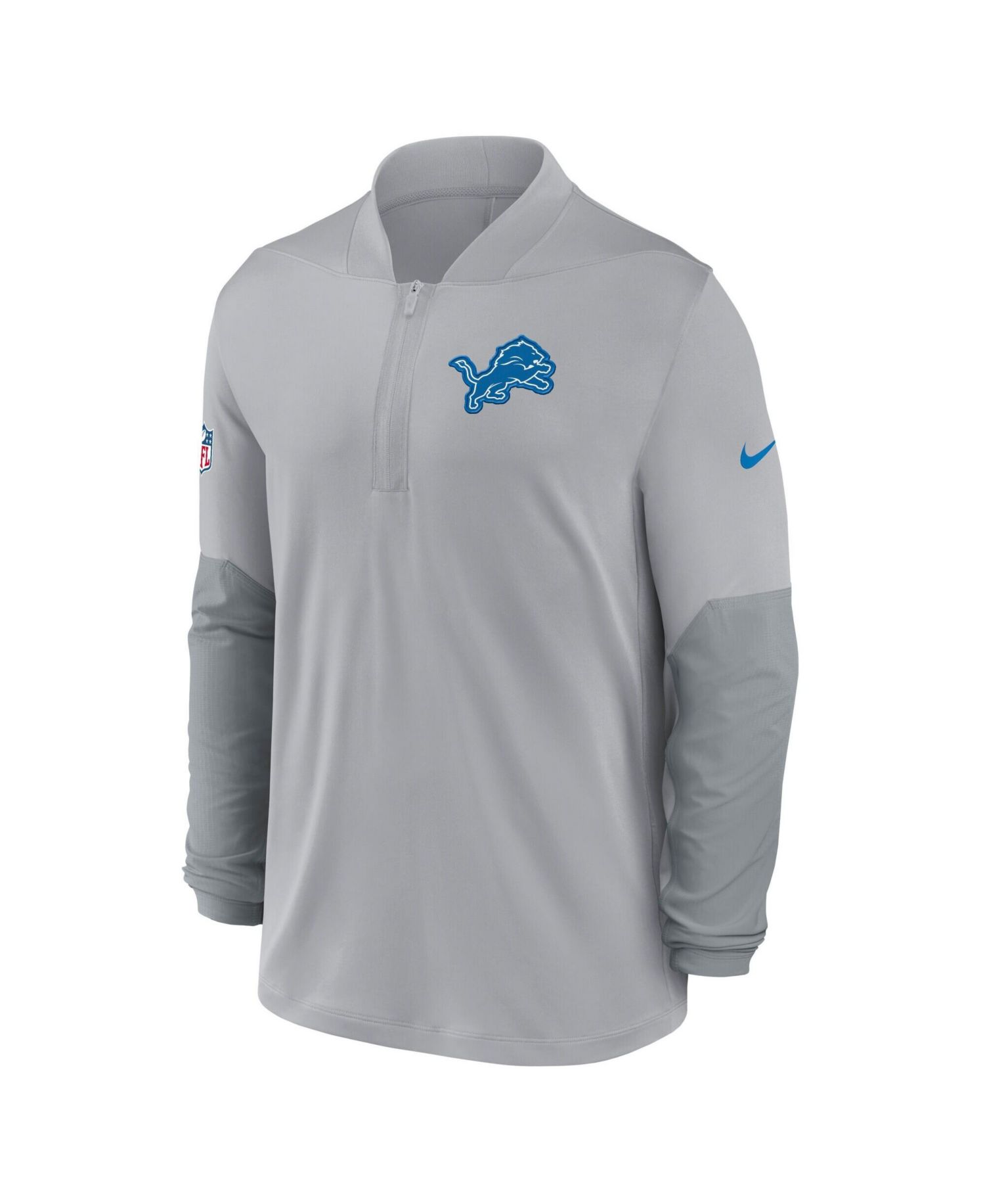 Men's Gray Detroit Lions Sideline Dri-FIT Half-Zip Pullover Jacket