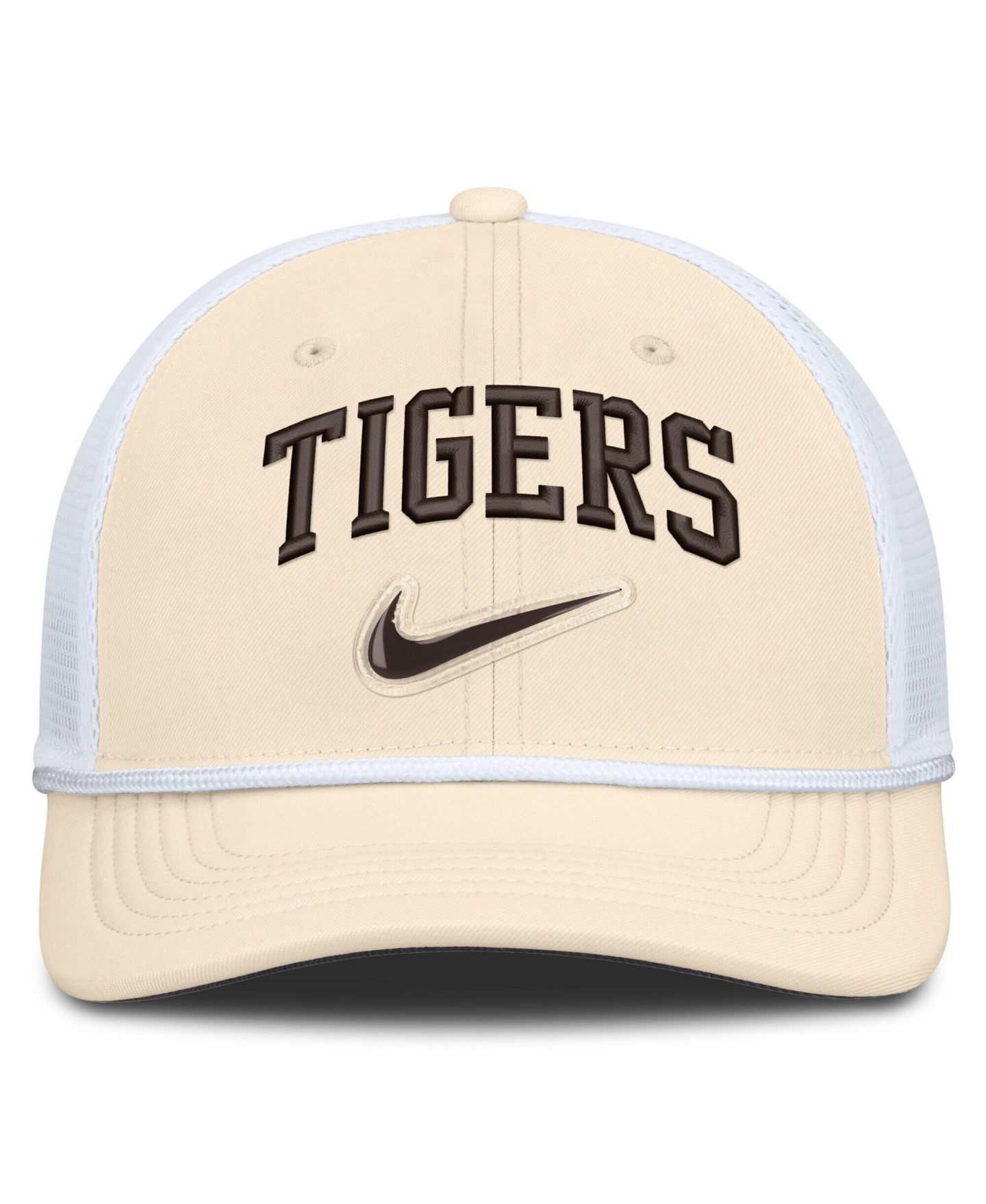 Мужская кепка Nike Natural/White Detroit Tigers Rise Dri-FIT Trucker Adjustable Hat — фото 2