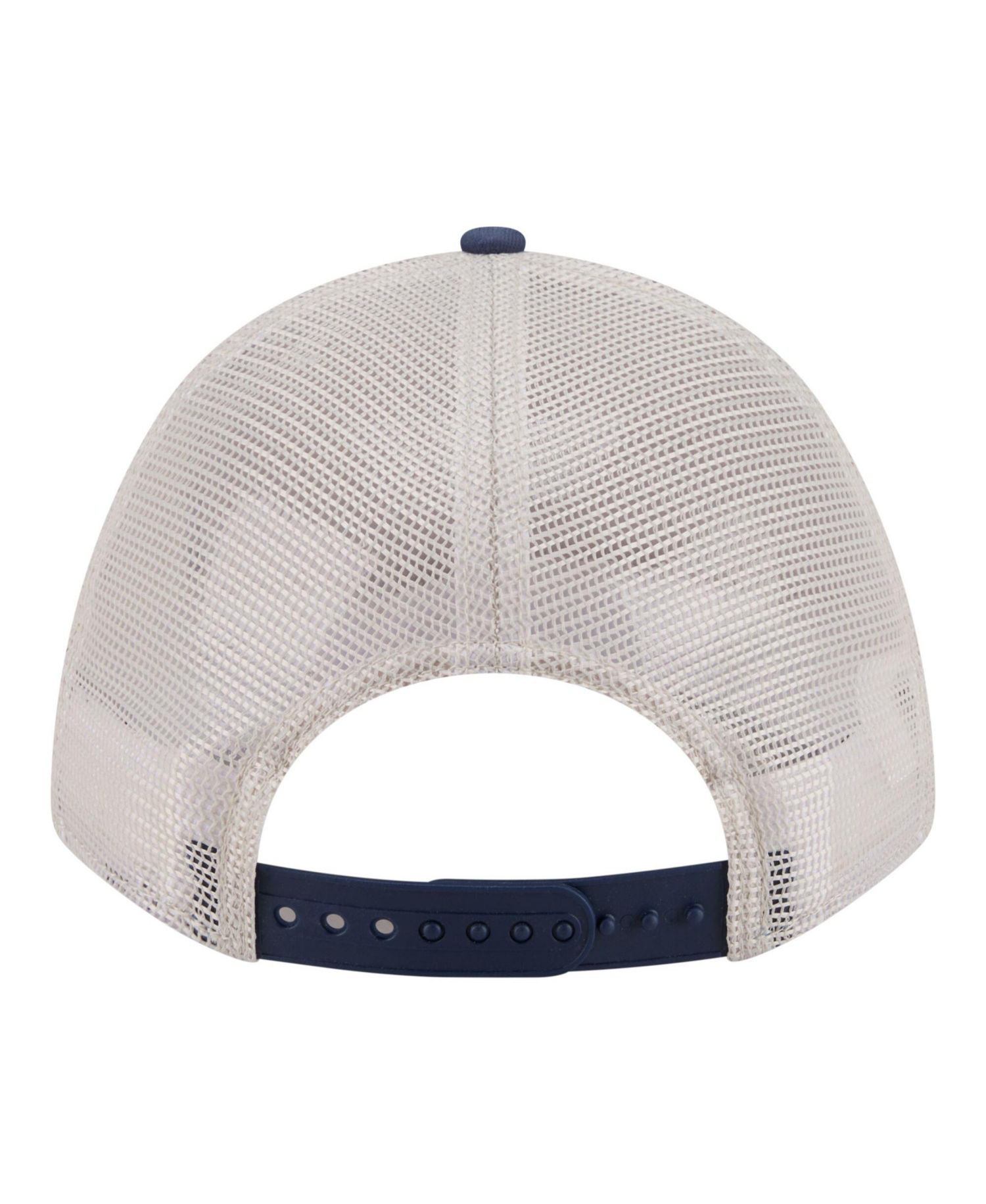 Men's Light Beige/Navy Detroit Tigers Frayed M-Crown A-Frame 9FORTY Trucker Adjustable Hat