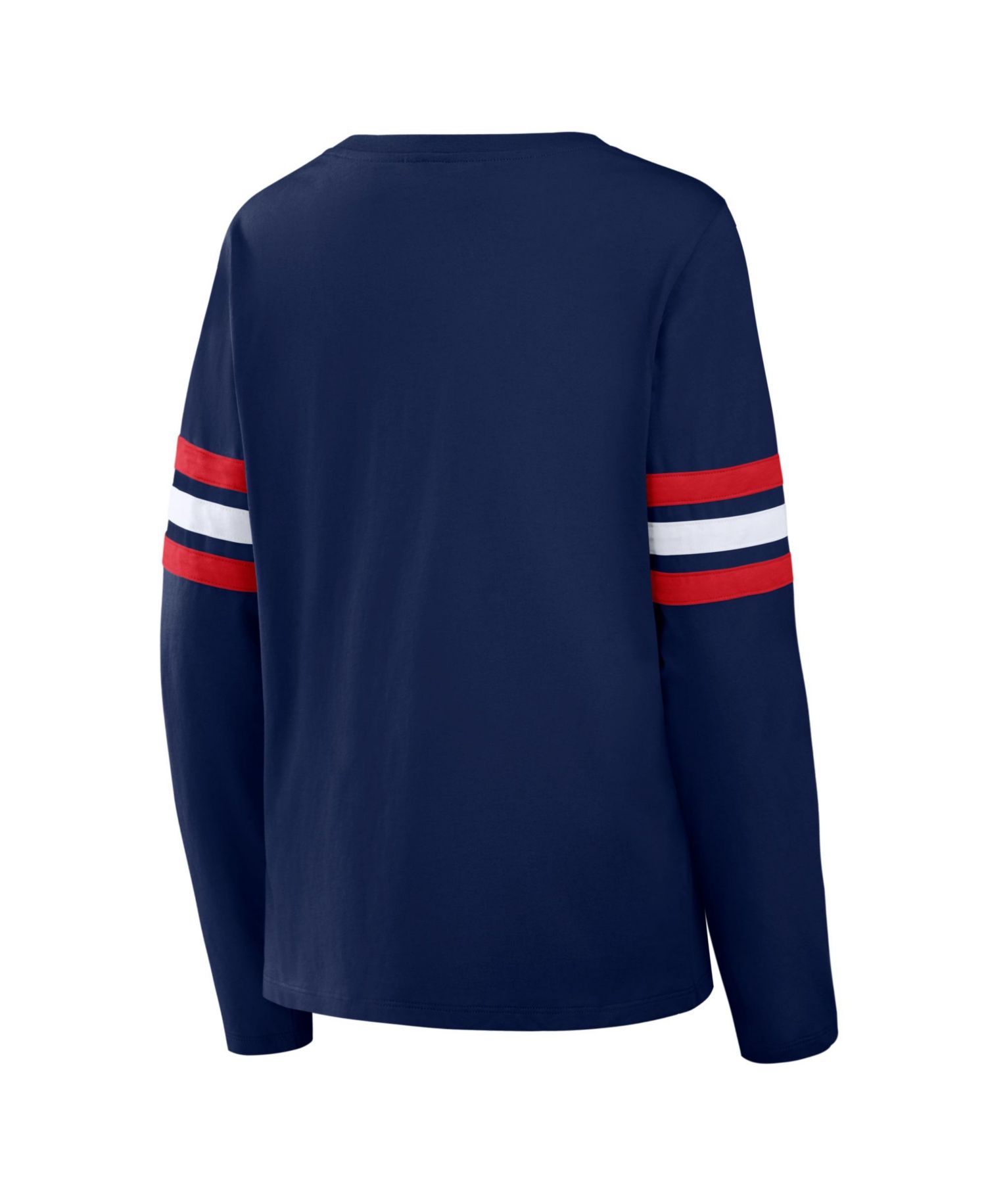 Women's Navy New England Patriots Team First Coverage Scheme Lace-Up Long Sleeve T-Shirt