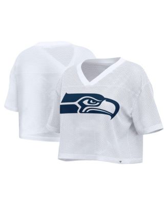 Women's Seattle Seahawks Oversized Mesh Cropped V-Neck Jersey