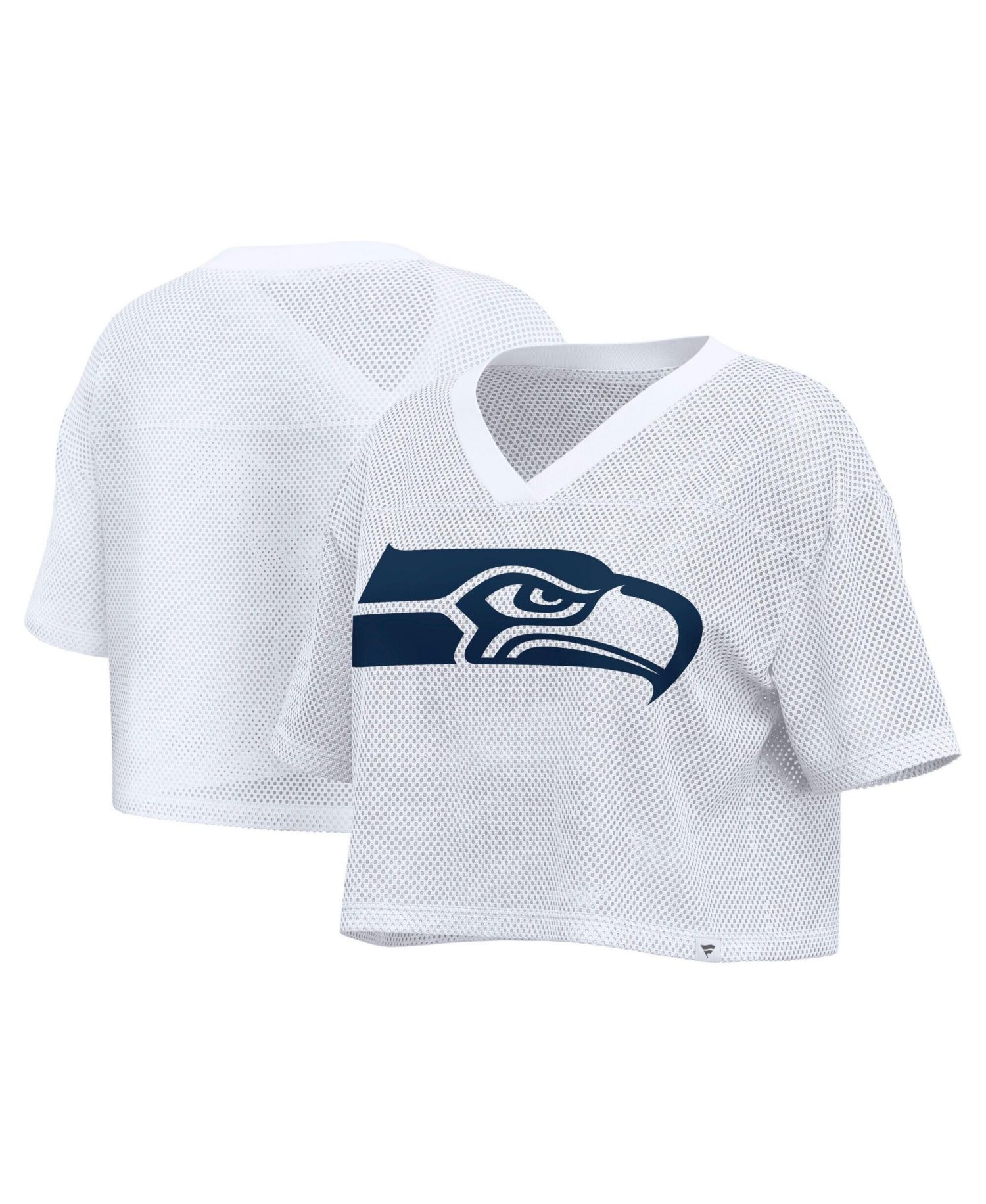 Women's Seattle Seahawks Oversized Mesh Cropped V-Neck Jersey