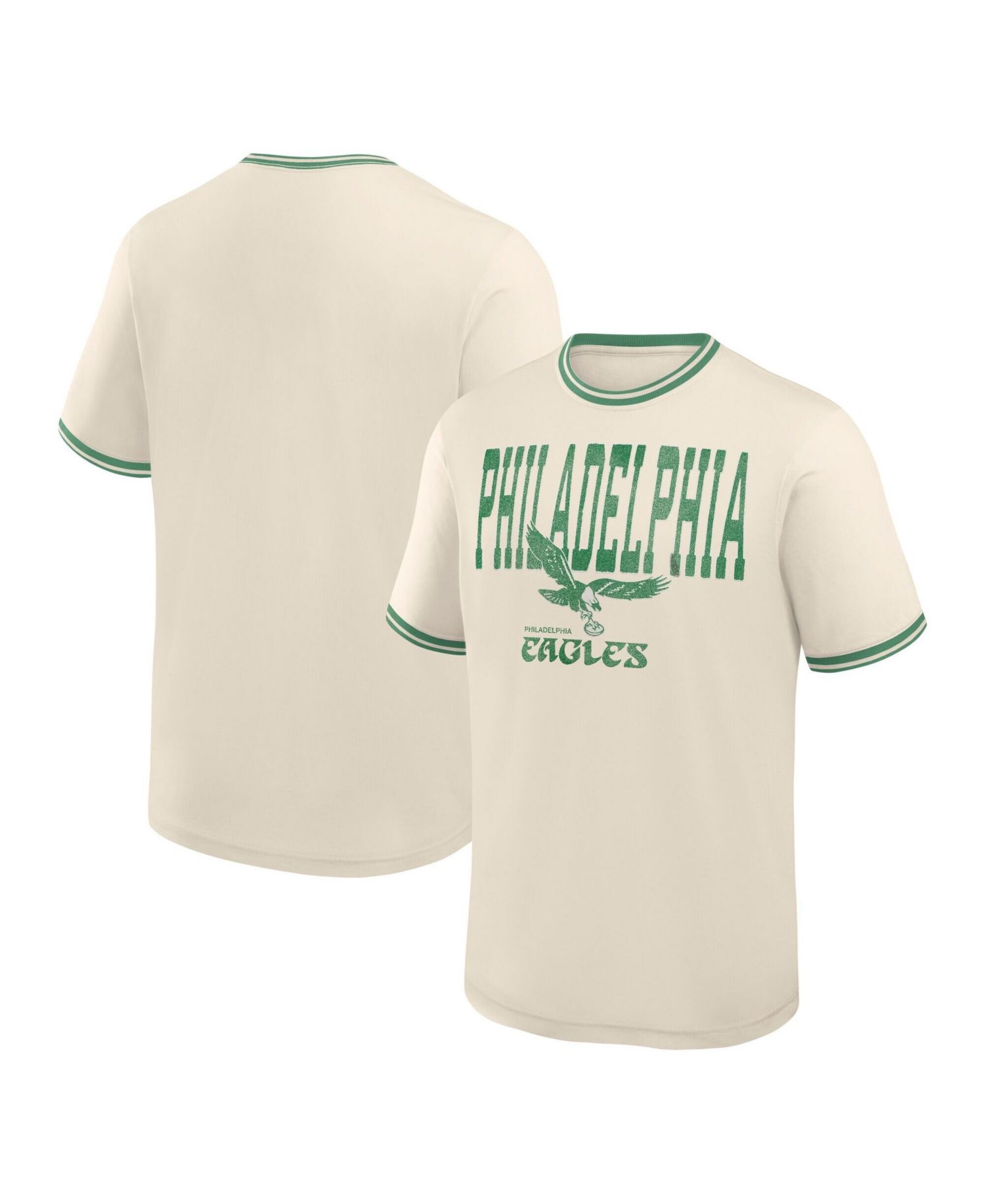 Men's Cream Philadelphia Eagles Time Honored Tradition Ringer Fashion T-Shirt