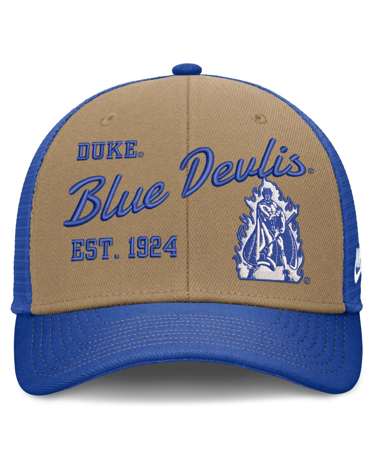 Men's and Women's Beige/Royal Duke Blue Devils Legacy Rise Trucker Adjustable Hat