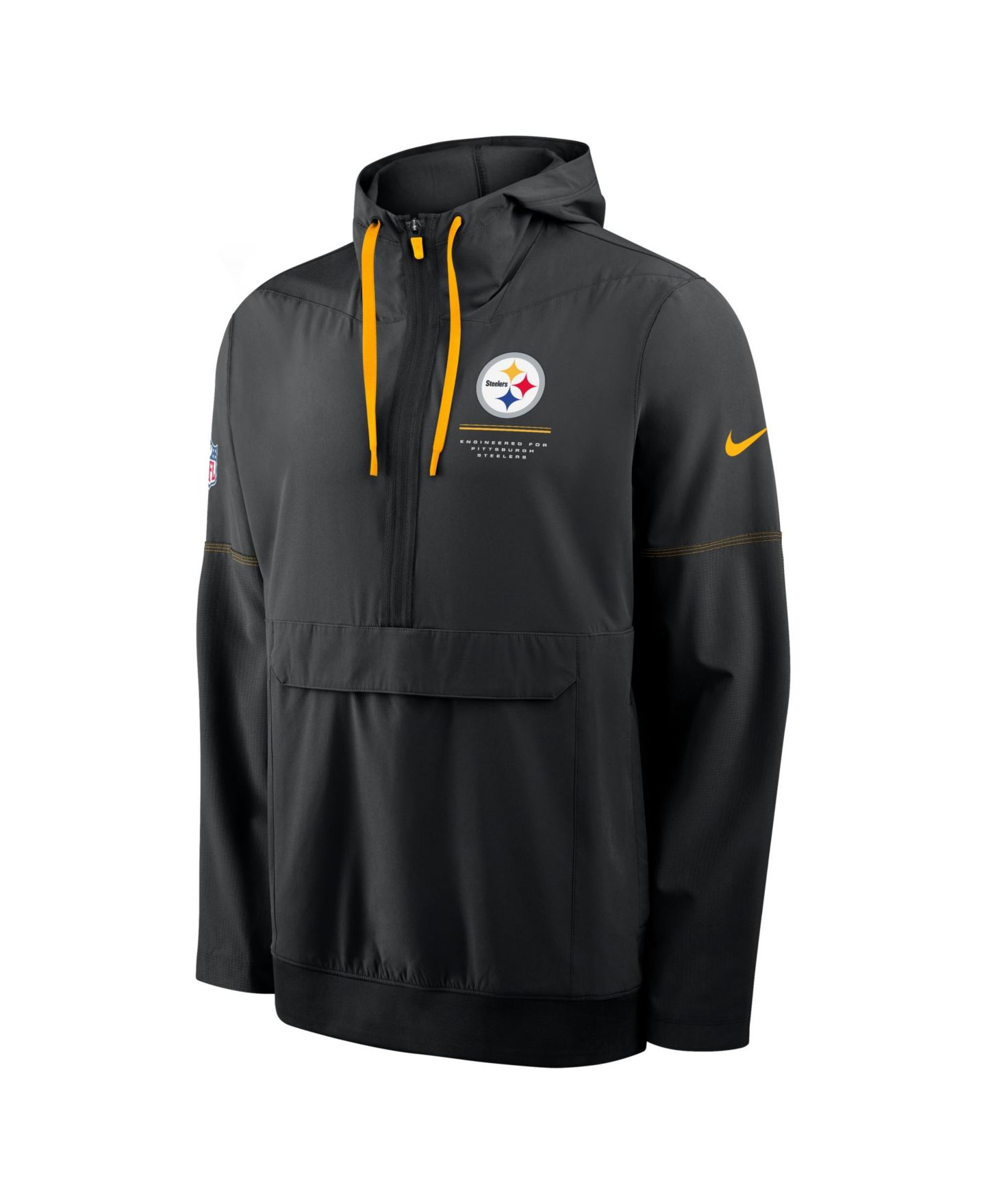 Мужское худи Nike Black Pittsburgh Steelers Sideline Logo Glory Anorak Half-Zip — фото 2