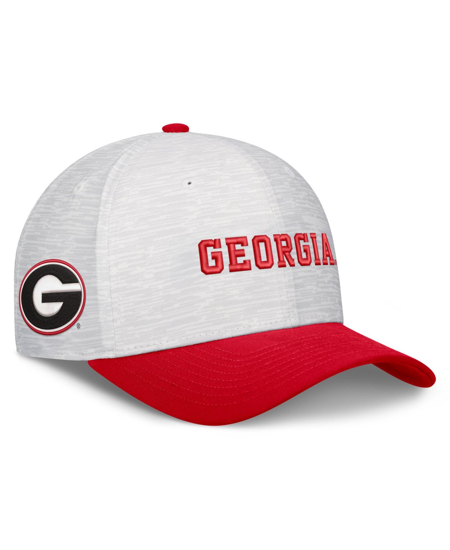 Men's and Women's White/Red Georgia Bulldogs Primetime Rise Adjustable Hat