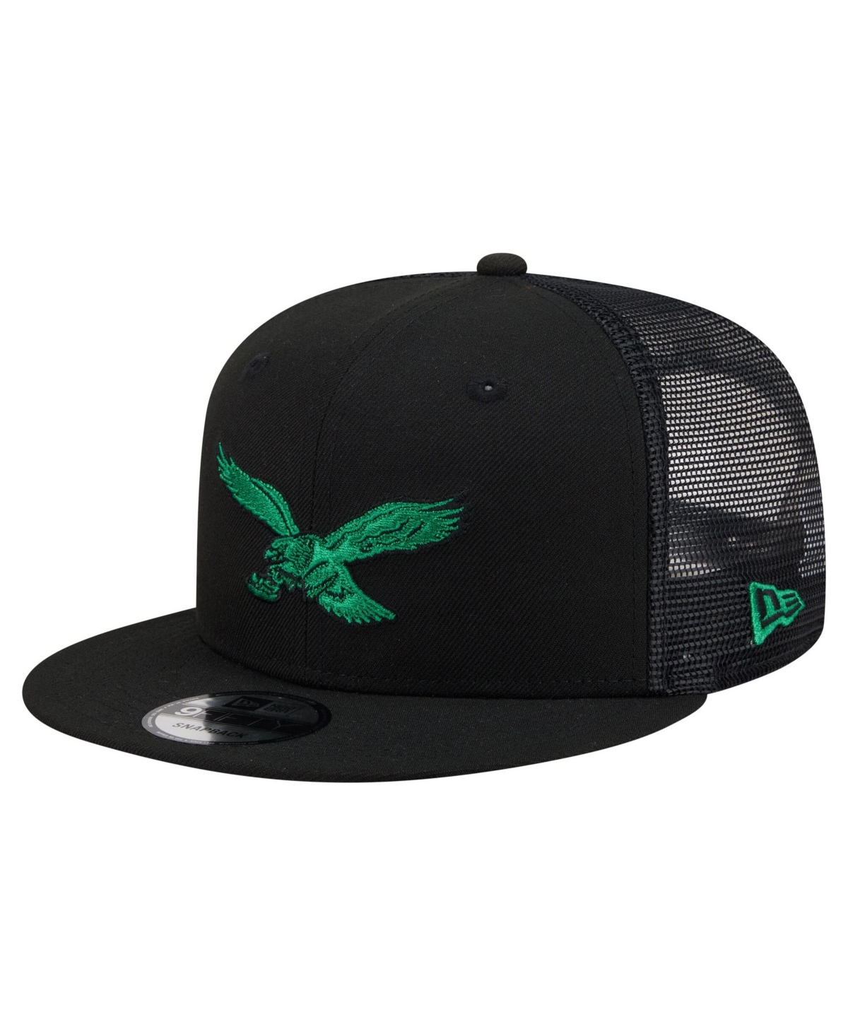 New Era Men's Black Philadelphia Eagles Core Team 9FIFTY Trucker Snapback Hat