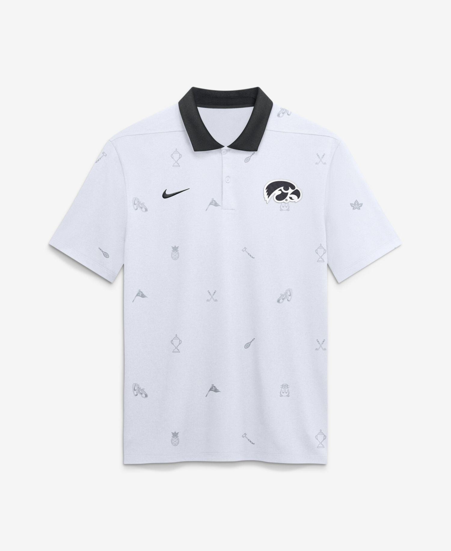 Men's White Iowa Hawkeyes Vapor Pattern Dri-FIT Polo Shirt