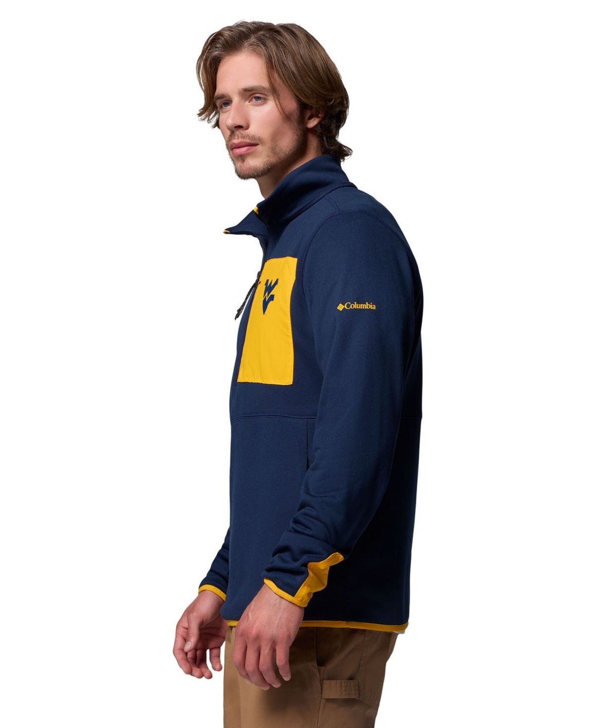 Columbia Men's Navy West Virginia Mountaineers Hike Omni-Wick Half-Zip Pullover Sweatshirt