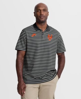 Men's Black New York Mets Cooperstown Collection Dri-FIT Victory Striped Polo Shirt